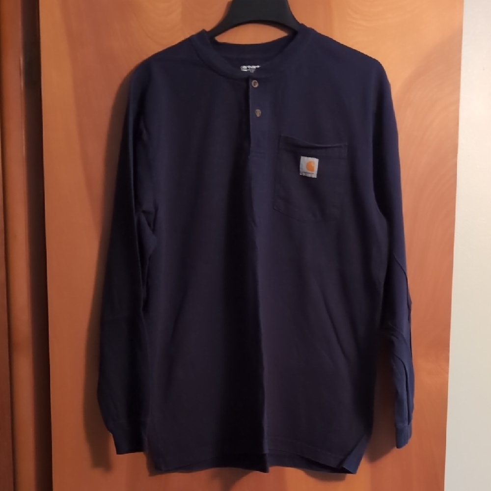 Carhartt Men's Dark Blue Long Sleeve Henley